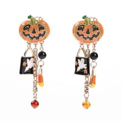 New Hot Sale Alloy Drip Oil Exaggerated Ear Buckles Halloween Pumpkin Earrings