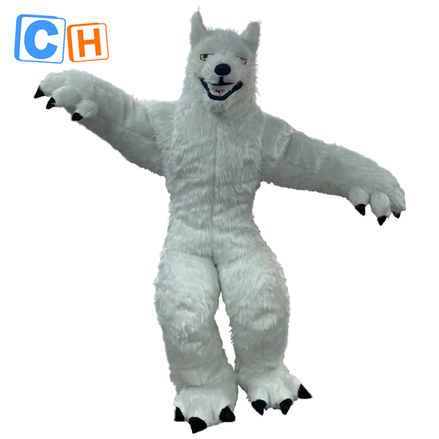 CH White Wolf King Animal Cosplay Mascot Costume For Sale,Commercial Inflatable Costumes For Kids