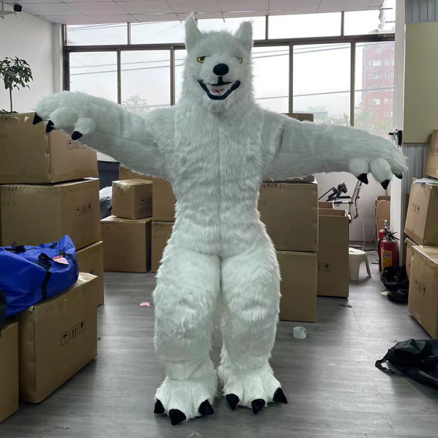 CH White Wolf King Animal Cosplay Mascot Costume For Sale,Commercial Inflatable Costumes For Kids