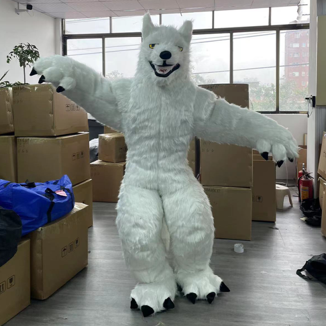CH White Wolf King Animal Cosplay Mascot Costume For Sale,Commercial Inflatable Costumes For Kids