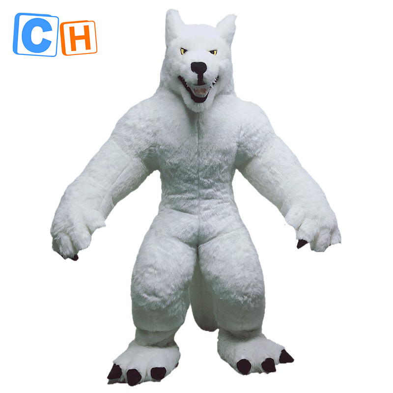 CH White Wolf King Animal Cosplay Mascot Costume For Sale,Commercial Inflatable Costumes For Kids