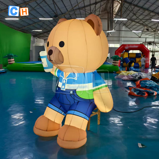 Oxford Cloth Material Inflatable Bear Mascot Convenience Store Advertising