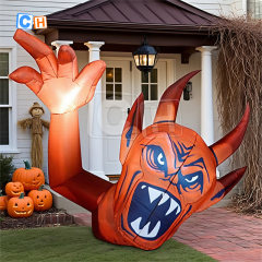 Halloween Inflatable Red Devil with Raised Hands Yard Decoration