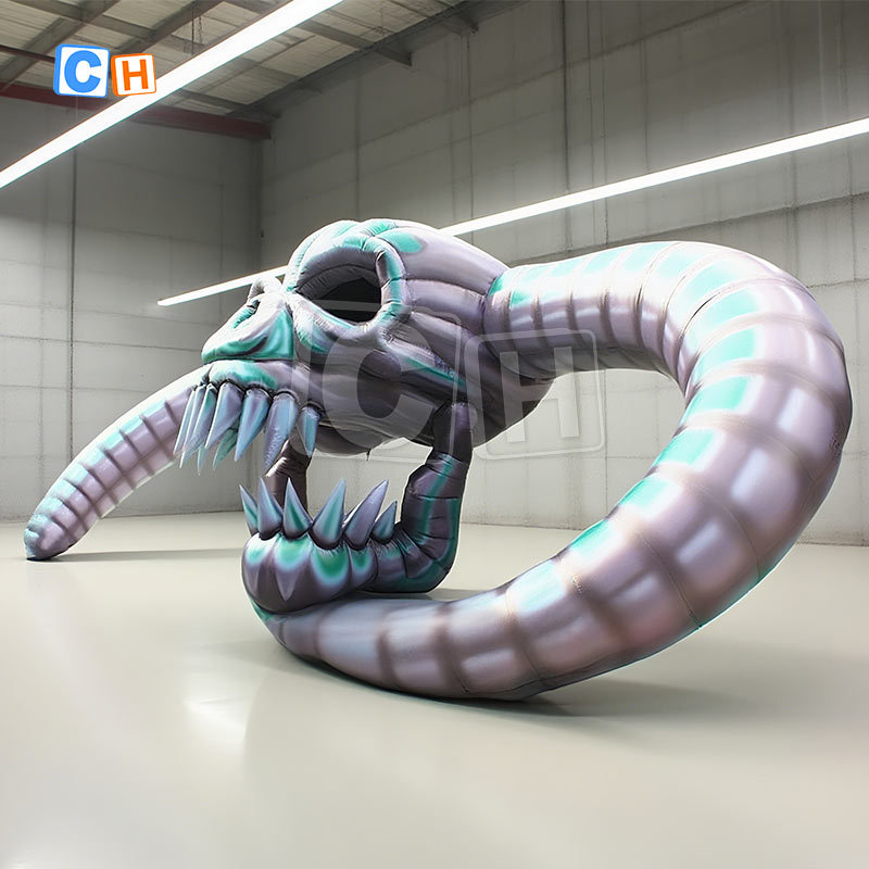 Giant Outdoor Inflatable Skull Head with Demon Horn