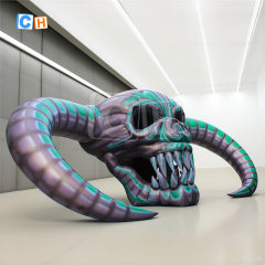 Giant Outdoor Inflatable Skull Head with Demon Horn