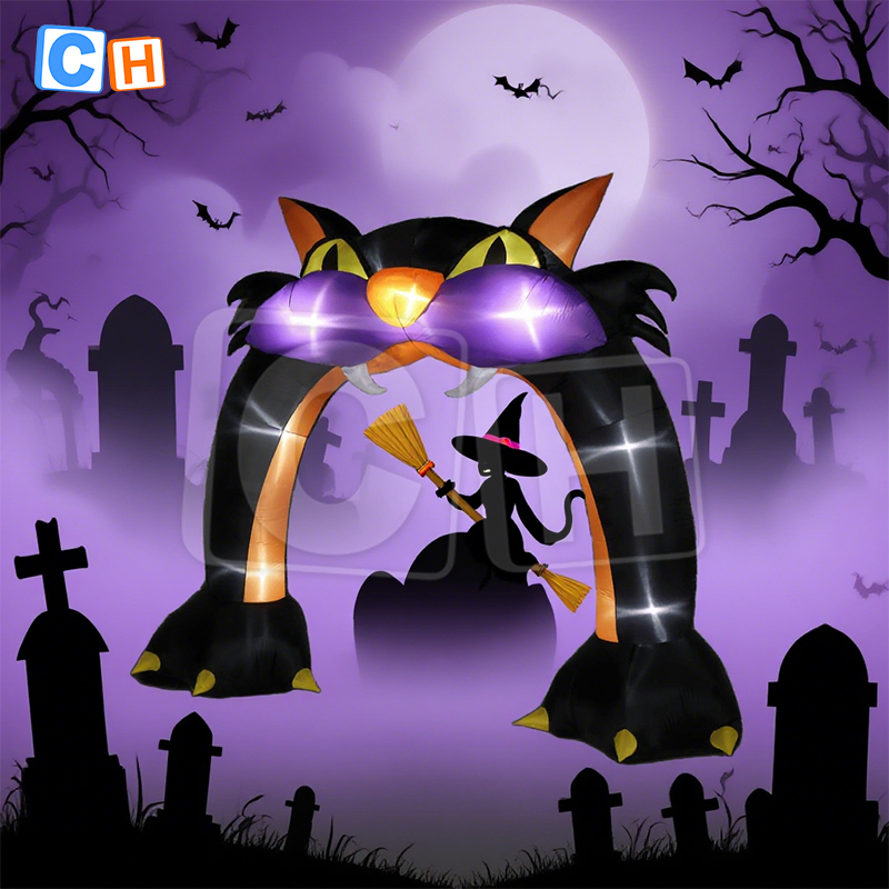 Halloween Inflatable Black Cat Archway Decoration