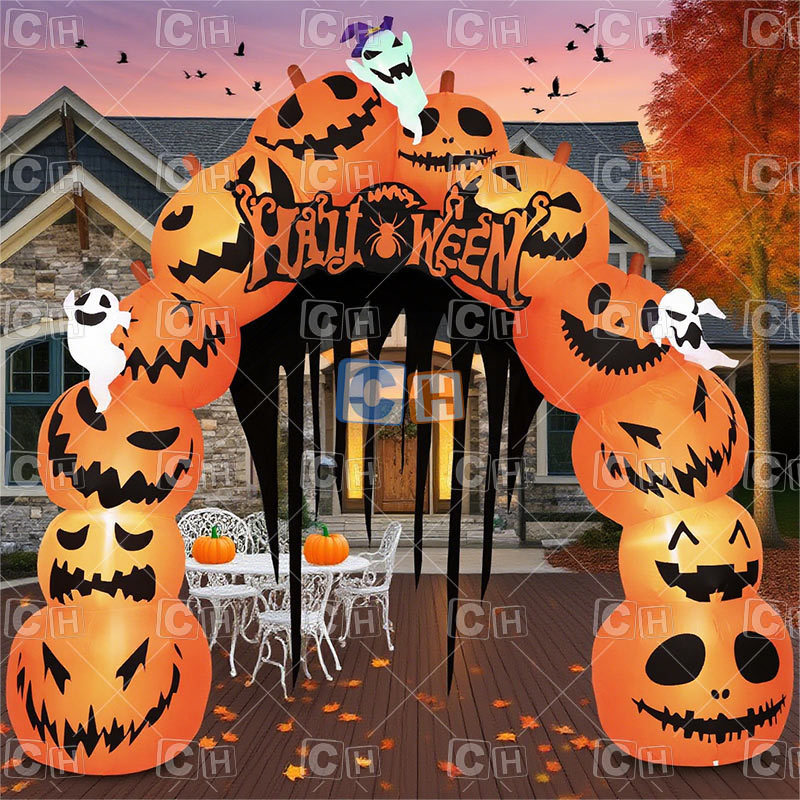 Custom Halloween holiday decoration inflatable Pumpkin arch entrance for event