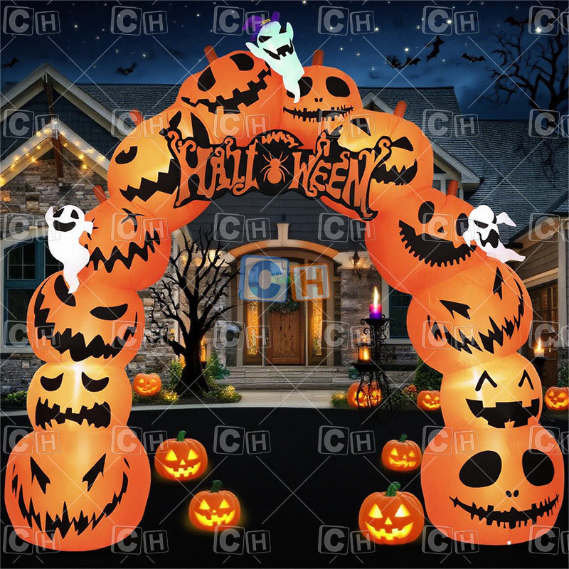 Custom Halloween holiday decoration inflatable Pumpkin arch entrance for event