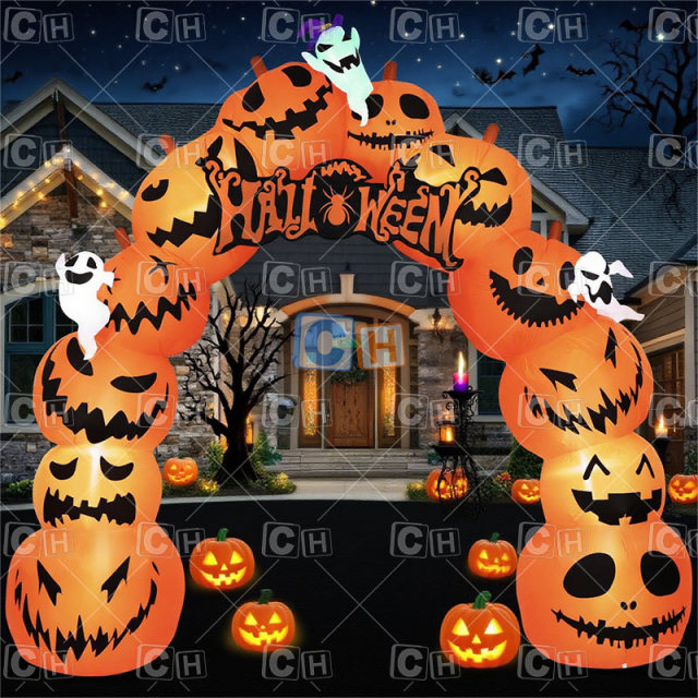 Custom Halloween holiday decoration inflatable Pumpkin arch entrance for event
