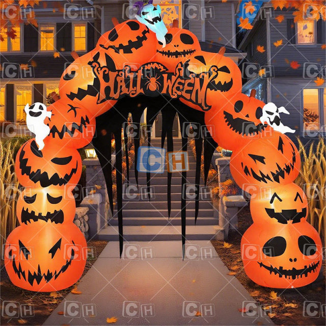 Custom Halloween holiday decoration inflatable Pumpkin arch entrance for event