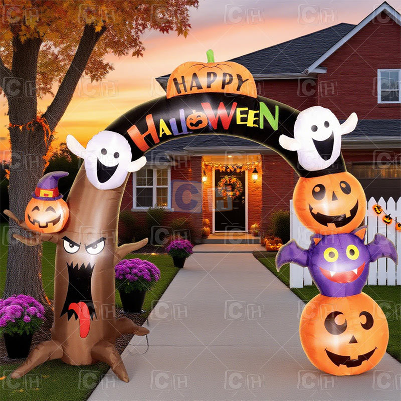 Brown Inflatable Ghost Pumpkin Arch