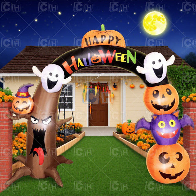 Brown Inflatable Ghost Pumpkin Arch