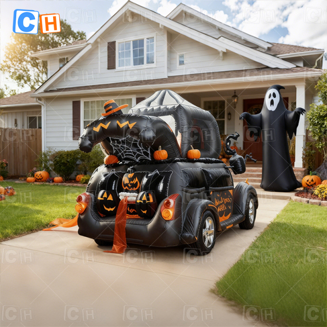 Halloween Decoration Inflatable Pumpkin Car for Yard