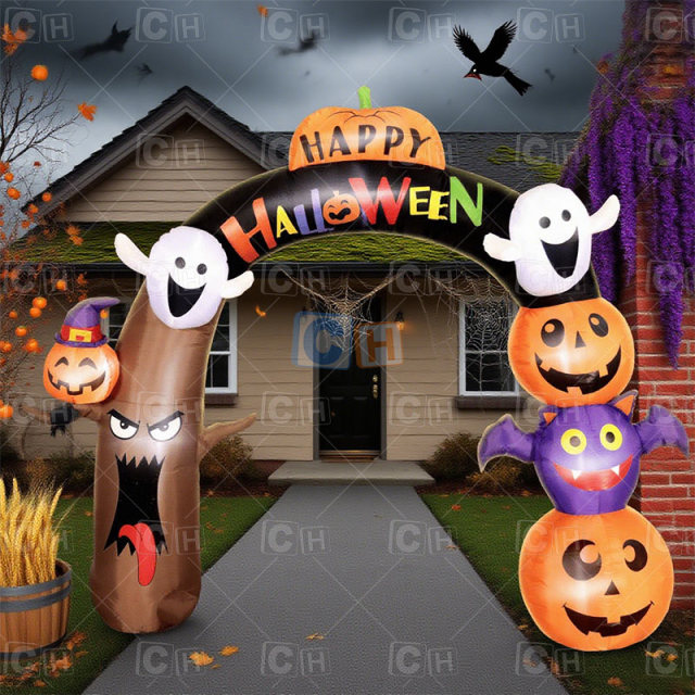 Brown Inflatable Ghost Pumpkin Arch
