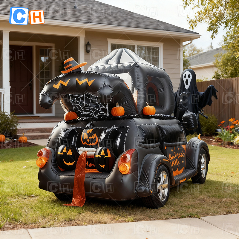 Halloween Decoration Inflatable Pumpkin Car for Yard