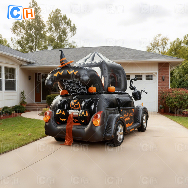 Halloween Decoration Inflatable Pumpkin Car for Yard
