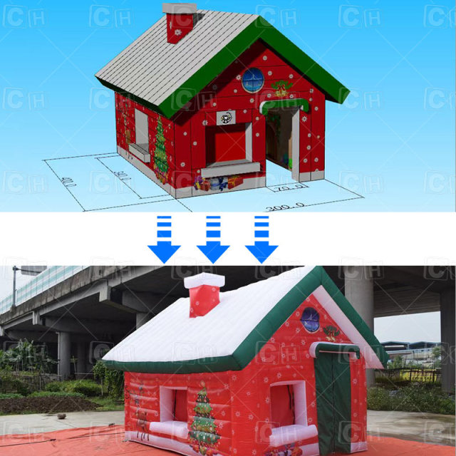 3m*4m inflatable Christmas santa clause house