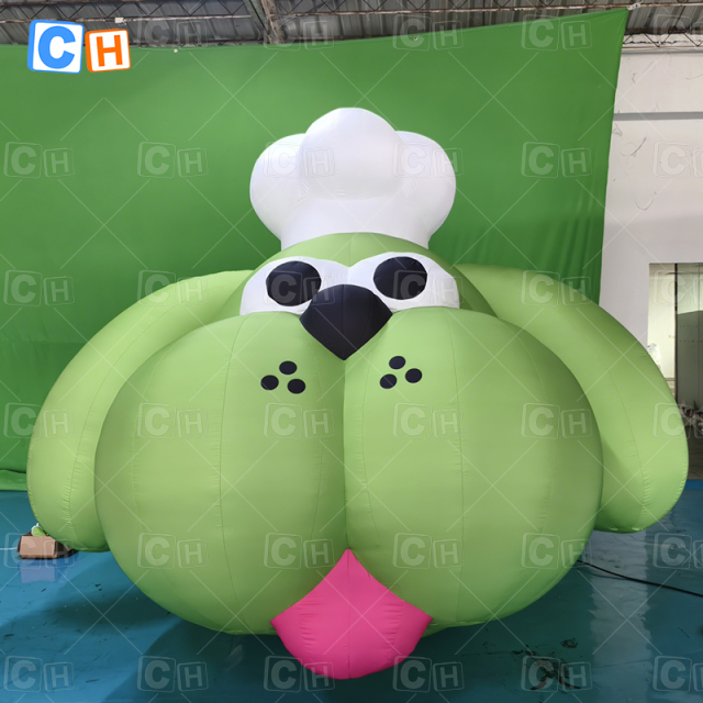 Giant Green Inflatable Chef Dog Model for Restaurant Decoration