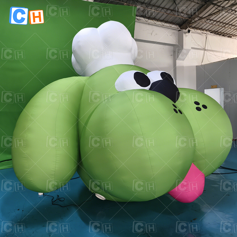 Giant Green Inflatable Chef Dog Model for Restaurant Decoration