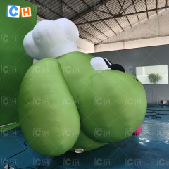 Giant Green Inflatable Chef Dog Model for Restaurant Decoration