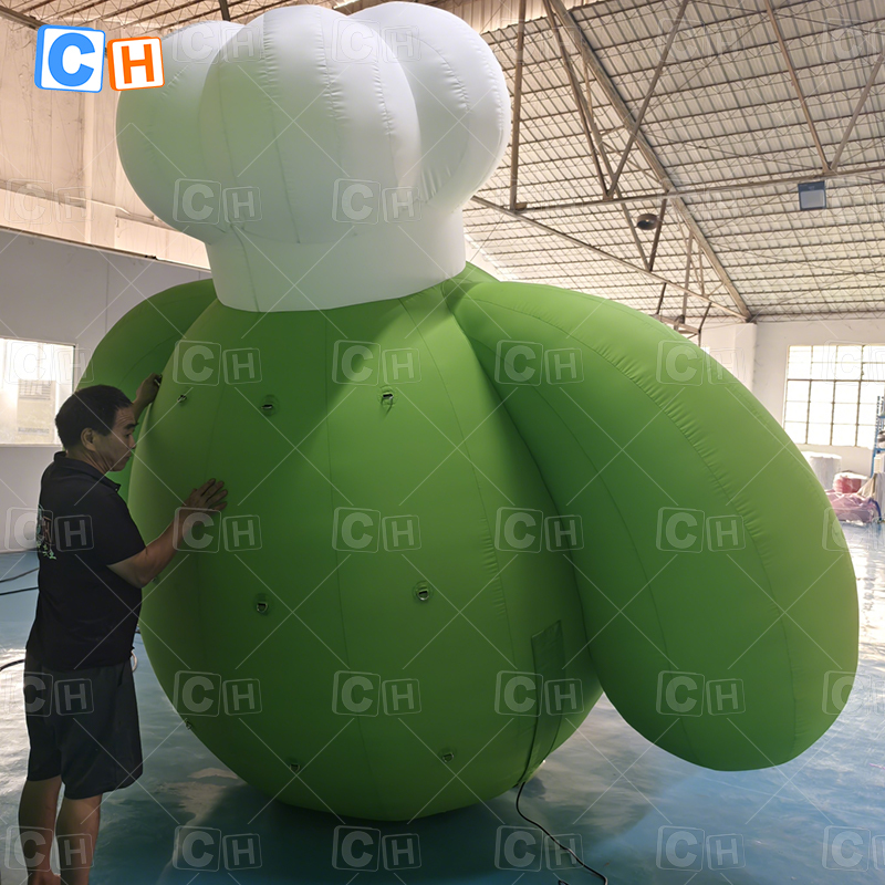 Giant Green Inflatable Chef Dog Model for Restaurant Decoration