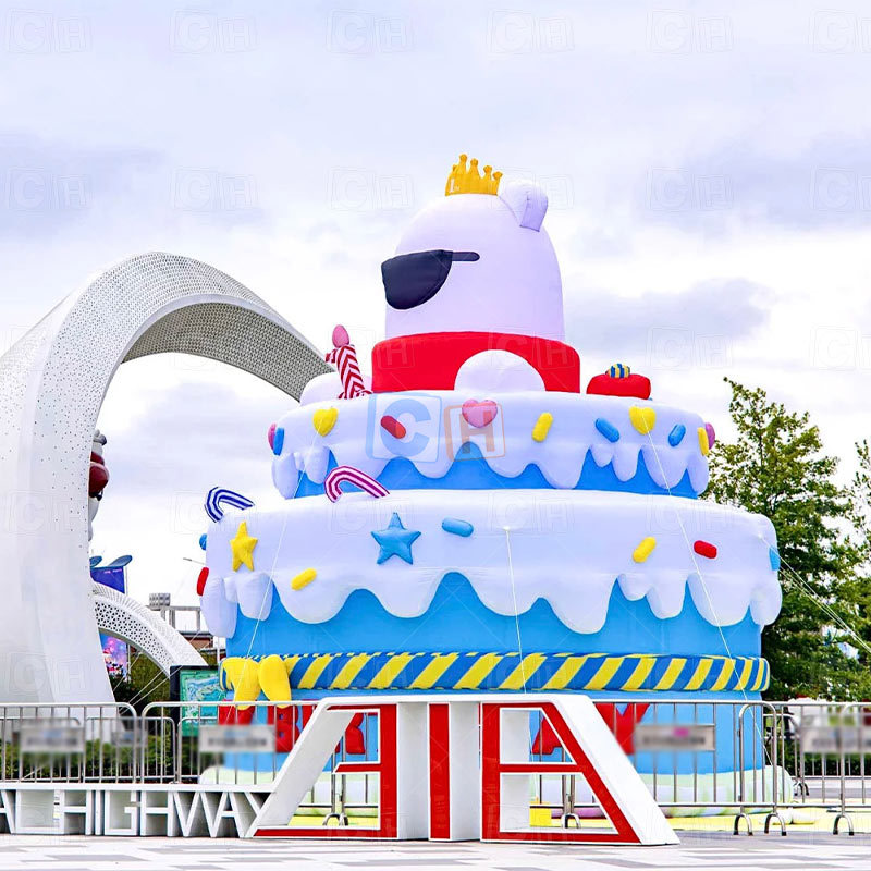 8M Giant Inflatable Birthday Cake for Anniversary Decoration