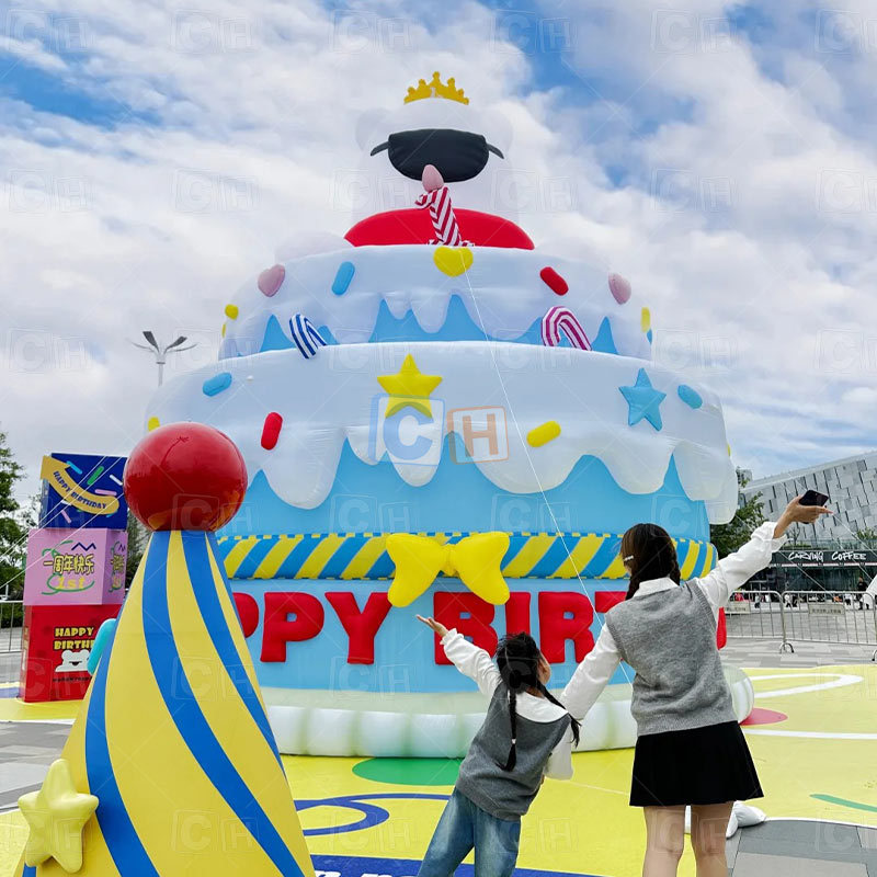 8M Giant Inflatable Birthday Cake for Anniversary Decoration