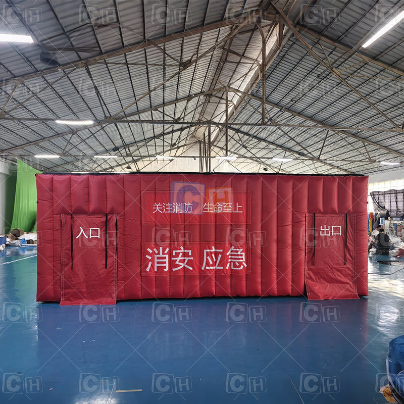 Giant inflatable cube tent for fire events