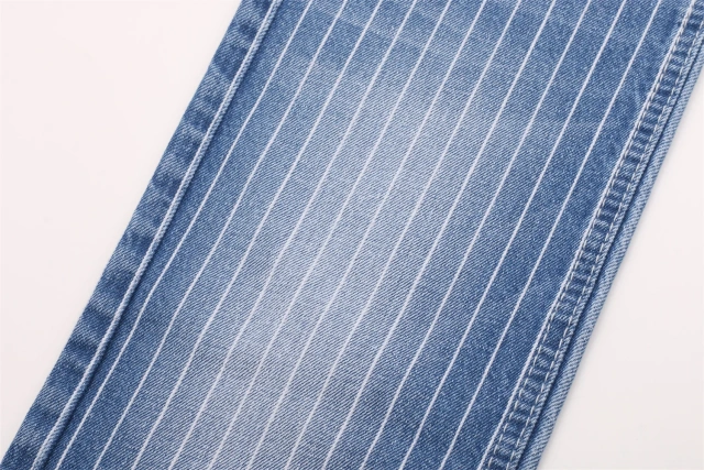 10.3 oz Stretch stripe High quality  denim fabric stock cotton spandex polyester
