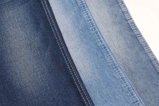 Good Quality Low Discounted Price 10.3oz LHT Deel Azul Rigid Denim no Stretch 70 cotton 30 poly Denim Fabric