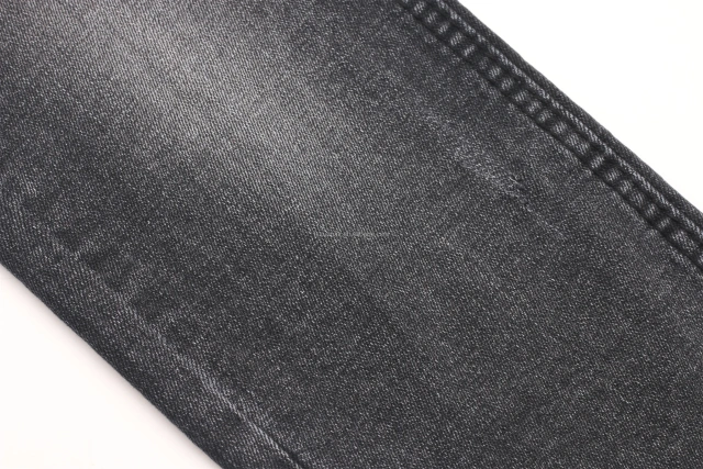 China Wholesale Best Quality Low Price Soft Nice Slubby 10oz 67'' Super High Stretch Black Black Denim Jeans Fabric