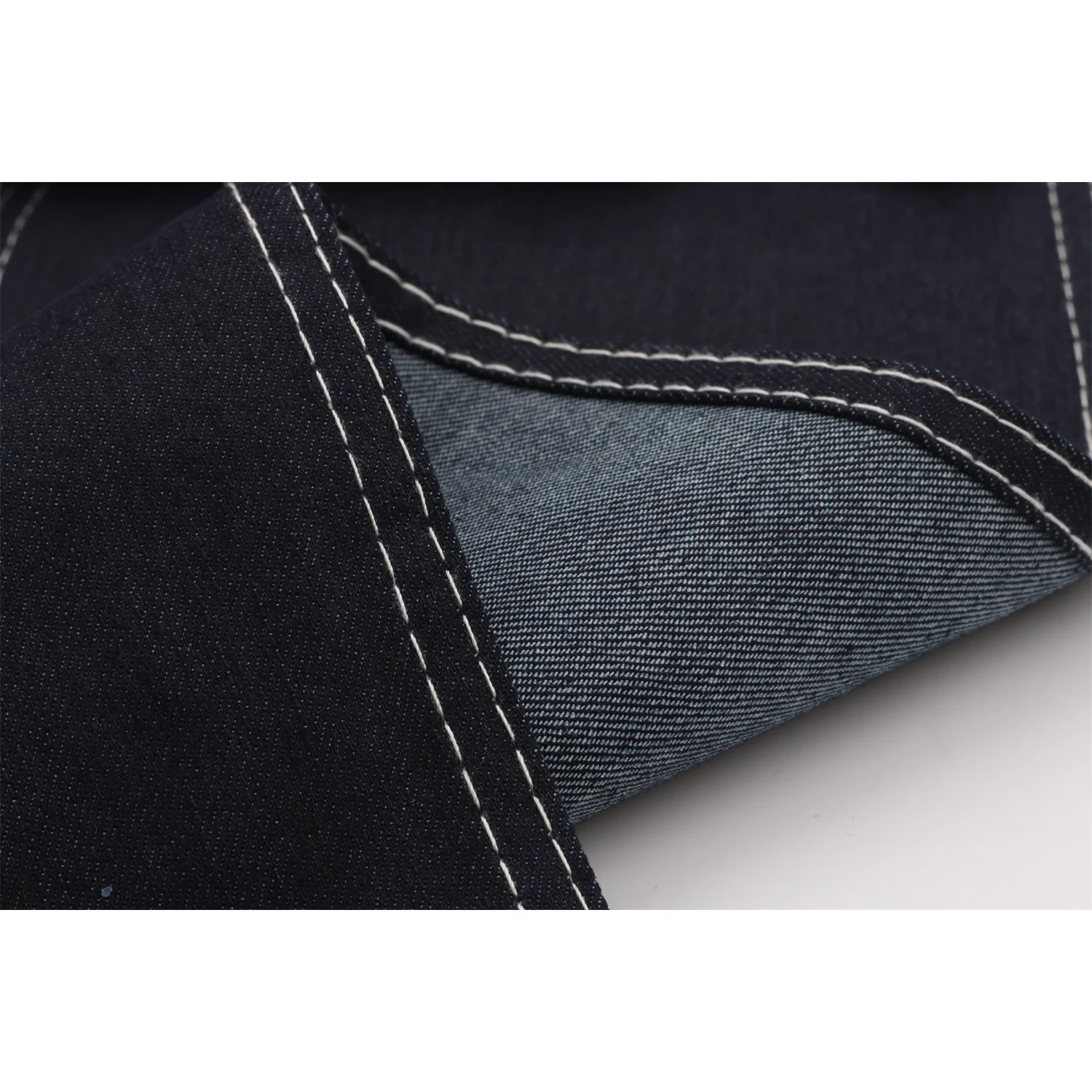 Chinese Factory Hot Sale High Elastic Dark Blue 9.2OZ Warp Slub Cotton/Poly/Spandex TR Denim Fabric for Jeans