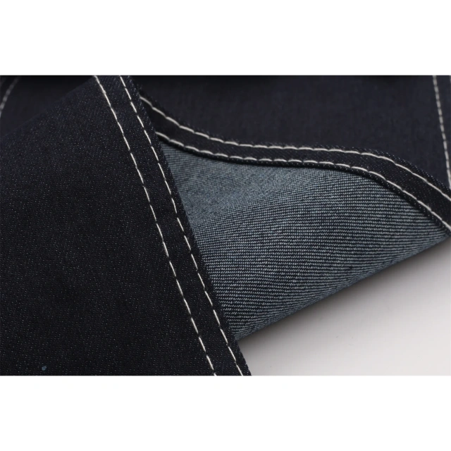 Chinese Factory Hot Sale High Elastic Dark Blue 9.2OZ Warp Slub Cotton/Poly/Spandex TR Denim Fabric for Jeans