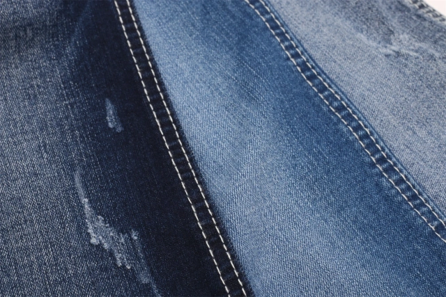 Chinese Factory Hot Sale High Elastic Dark Blue 9.2OZ Warp Slub Cotton/Poly/Spandex TR Denim Fabric for Jeans