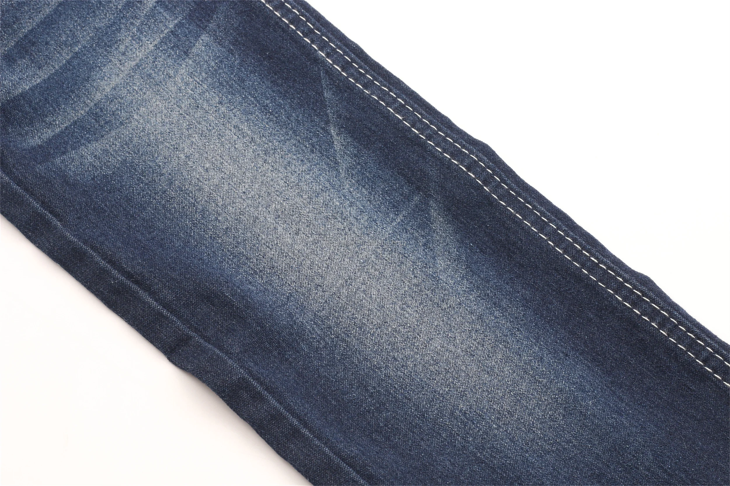 Factory Direct Sell Cheap Price 9.5oz Dark Blue Indigo Stretch Satin Denim Fabric with Viscose for Women Skinny Jeans