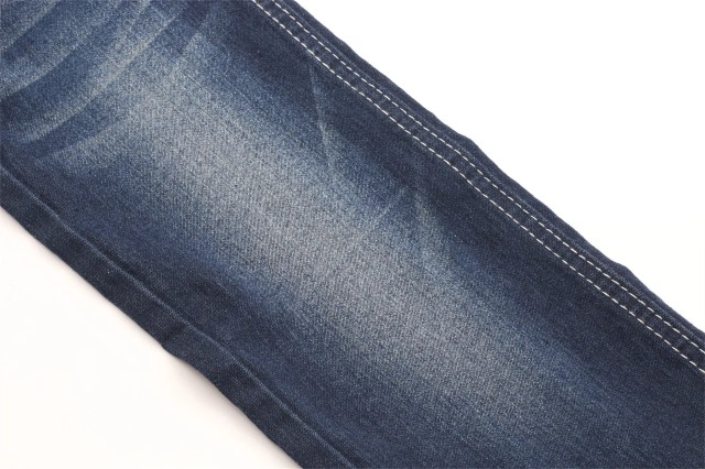 Factory Direct Sell Cheap Price 9.5oz Dark Blue Indigo Stretch Satin Denim Fabric with Viscose for Women Skinny Jeans