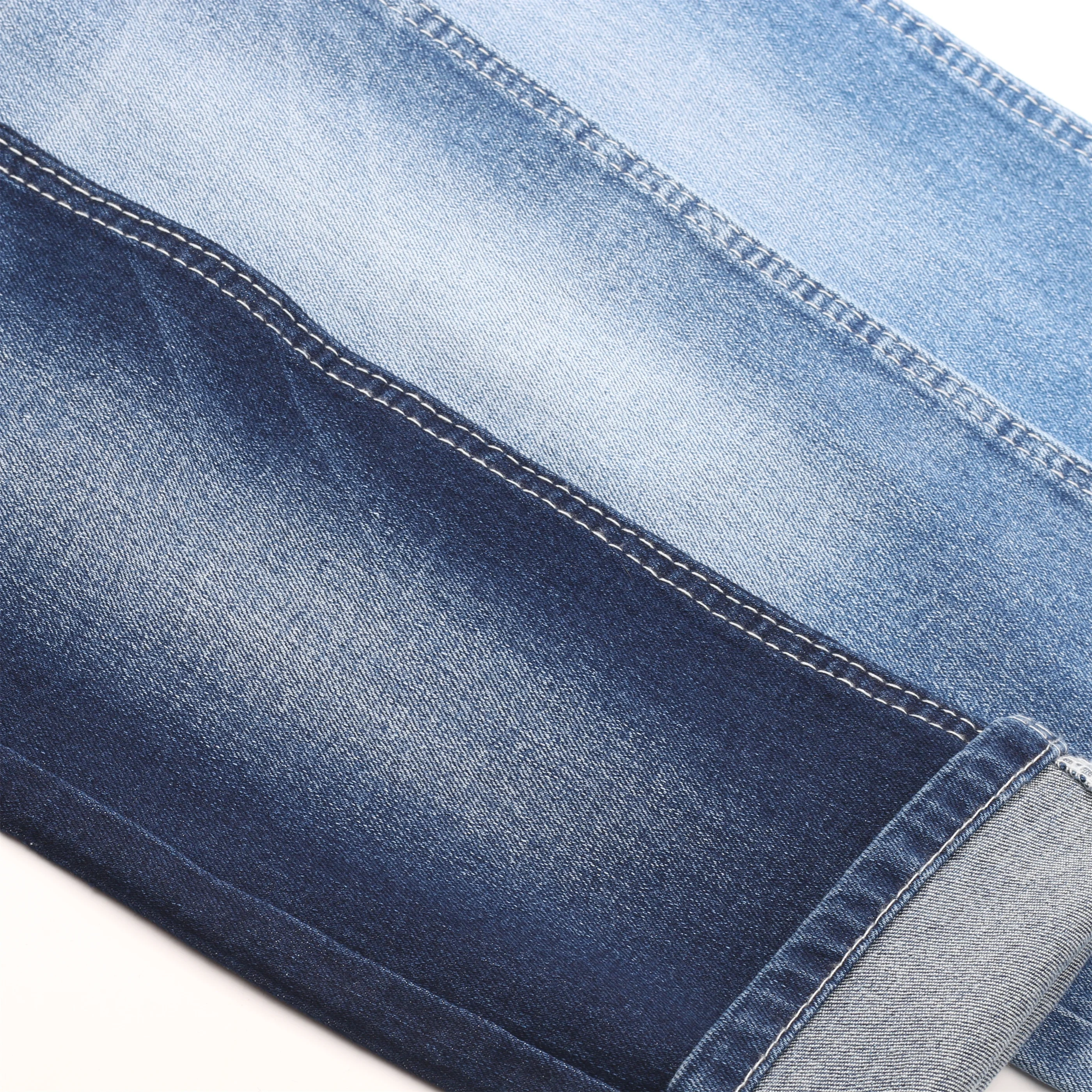Cotton poly lycrafabric denim for jeans clothing fabric Wholesale 10.5 oz indigo blue good stretch denim fabric