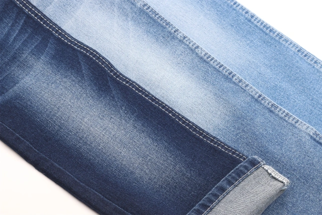 Cotton poly lycrafabric denim for jeans clothing fabric Wholesale 10.5 oz indigo blue good stretch denim fabric