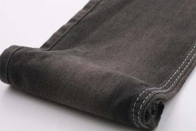 Low Price Quality Satin Gray Jeans Fabric 7.8oz Sulfur Black Comfortable Stretch Soft Touch no Slub Denim Fabric
