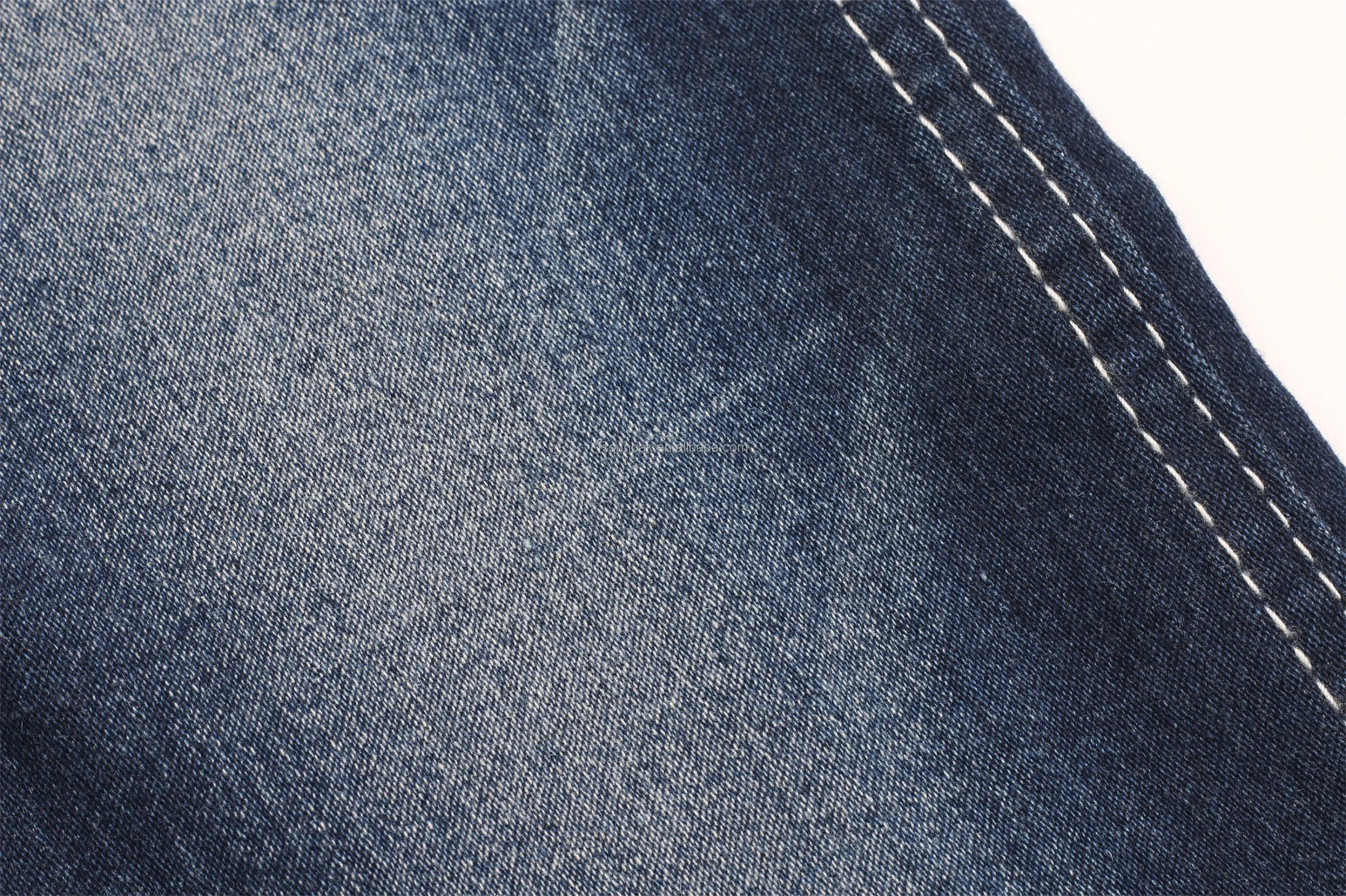 Factory Direct Sell Cheap Price 9.5oz Dark Blue Indigo Stretch Satin Denim Fabric with Viscose for Women Skinny Jeans