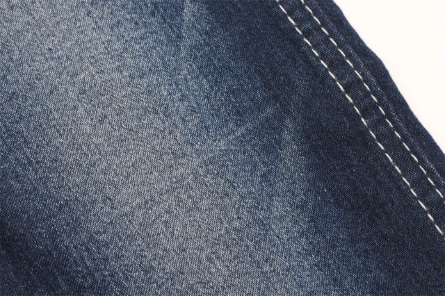 Factory Direct Sell Cheap Price 9.5oz Dark Blue Indigo Stretch Satin Denim Fabric with Viscose for Women Skinny Jeans