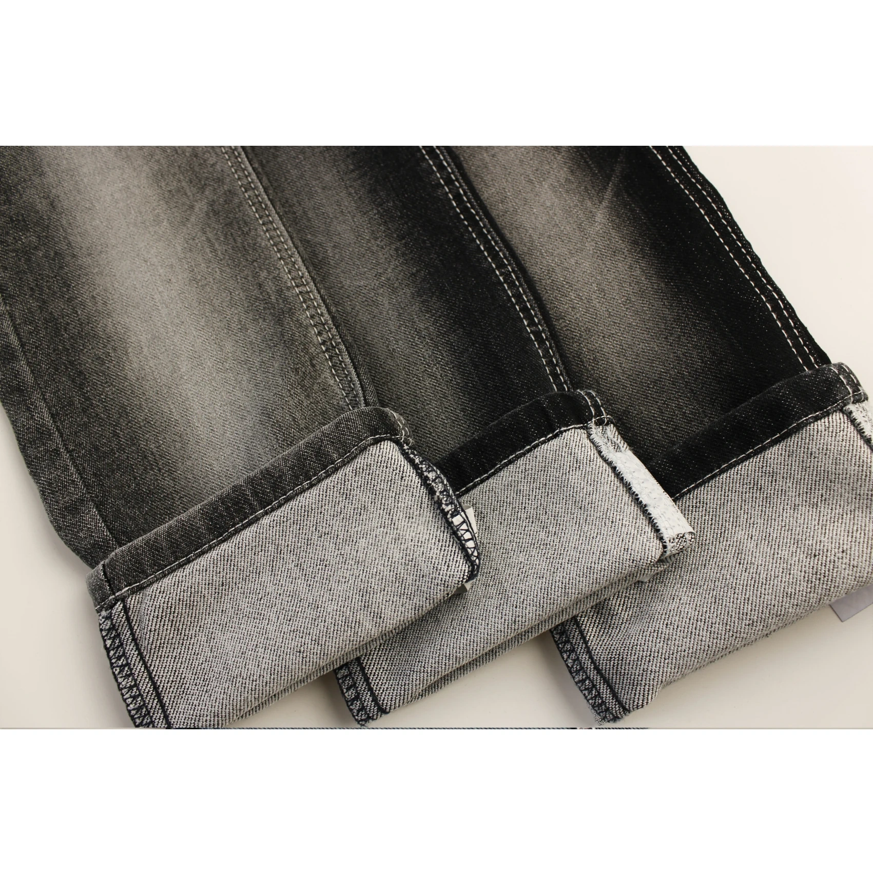 Top Quality Workable Price 9.5 oz Big Wide 180cm soft hand feeling slub  sulfur black   Denim Fabric for men's Jeans