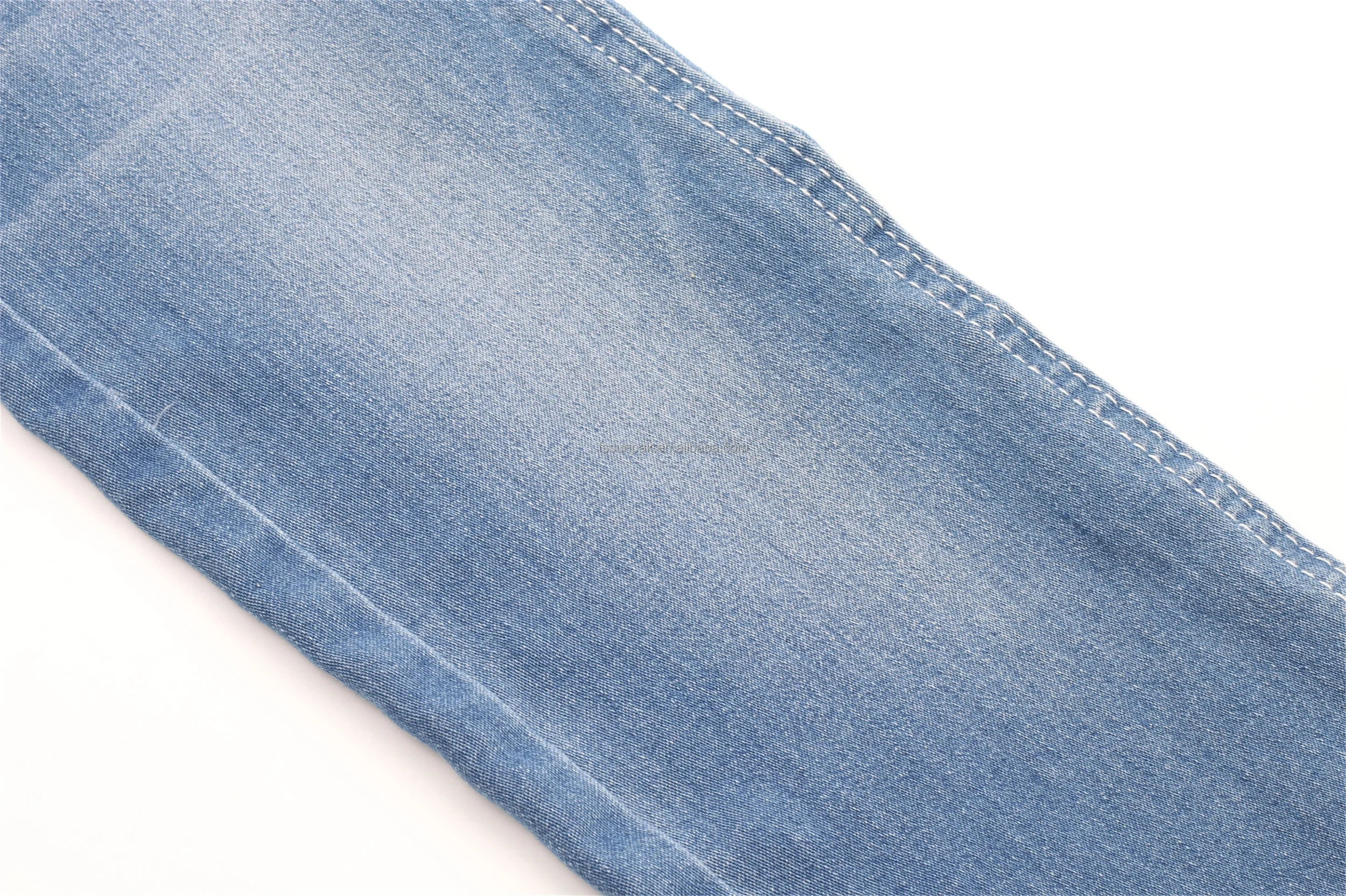 Factory Direct Sell Cheap Price 9.5oz Dark Blue Indigo Stretch Satin Denim Fabric with Viscose for Women Skinny Jeans