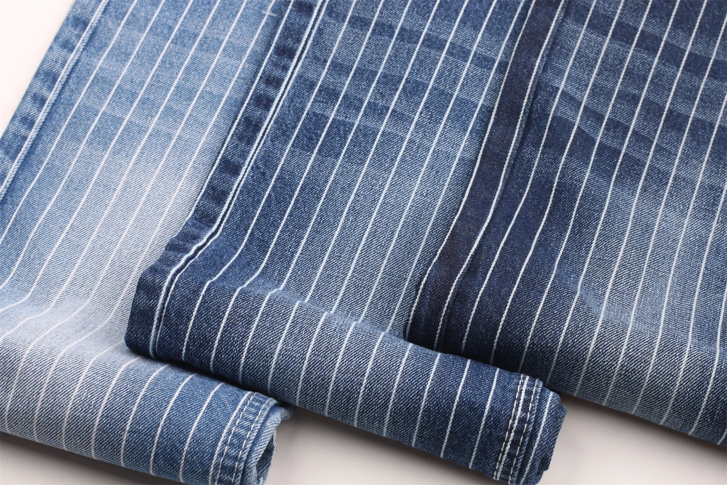 10.3 oz Stretch stripe High quality  denim fabric stock cotton spandex polyester