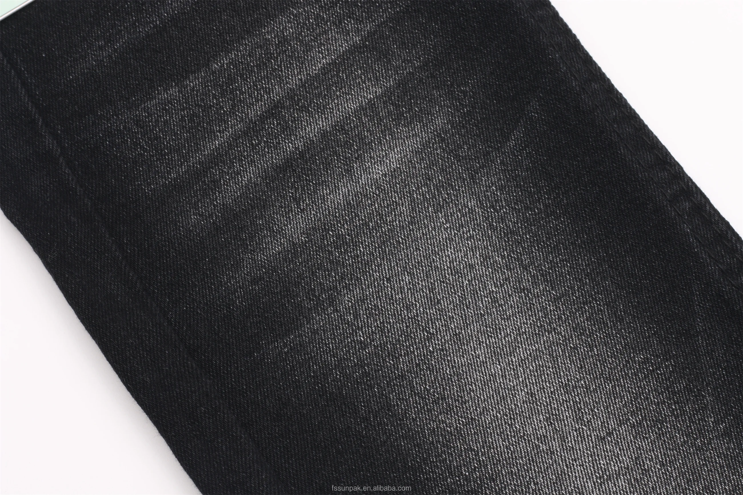Top Quality China Big Factory Made OE Super Soft 10oz Big Width Sulfur Black Black TR Fabric Denim