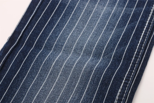 10.3 oz Stretch stripe High quality  denim fabric stock cotton spandex polyester