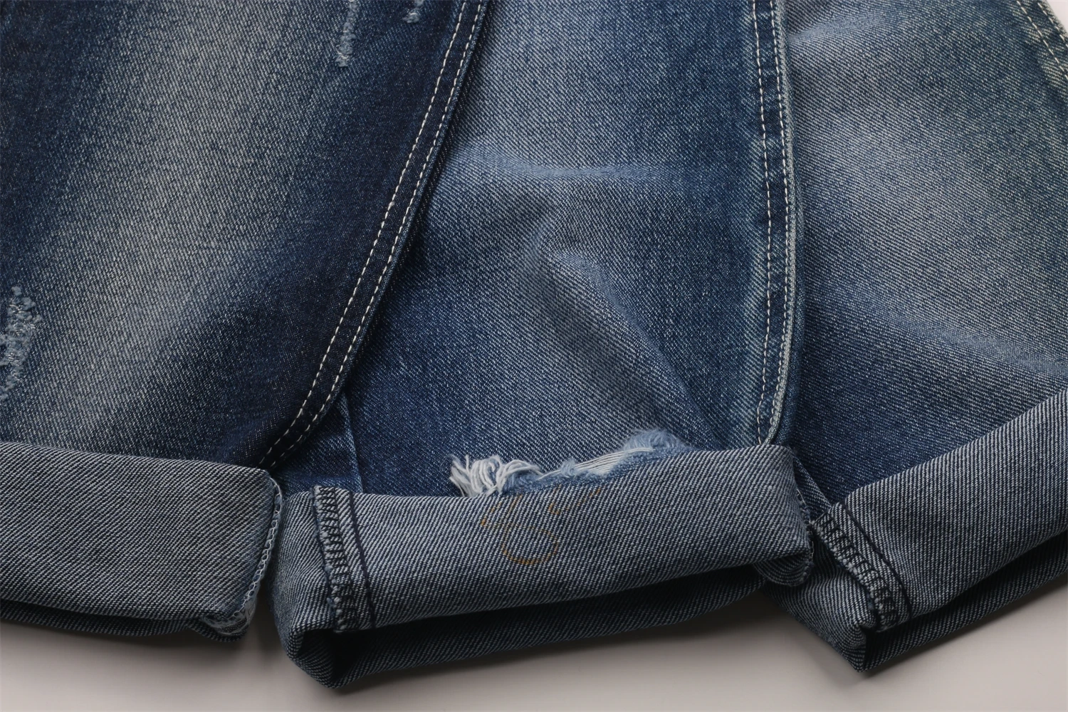 Factory Direct Selling Top Quality Blue Black TR 7SOE*7SOE Cotton Poly Viscose 13.4oz no Slub Denim Jeans Fabric
