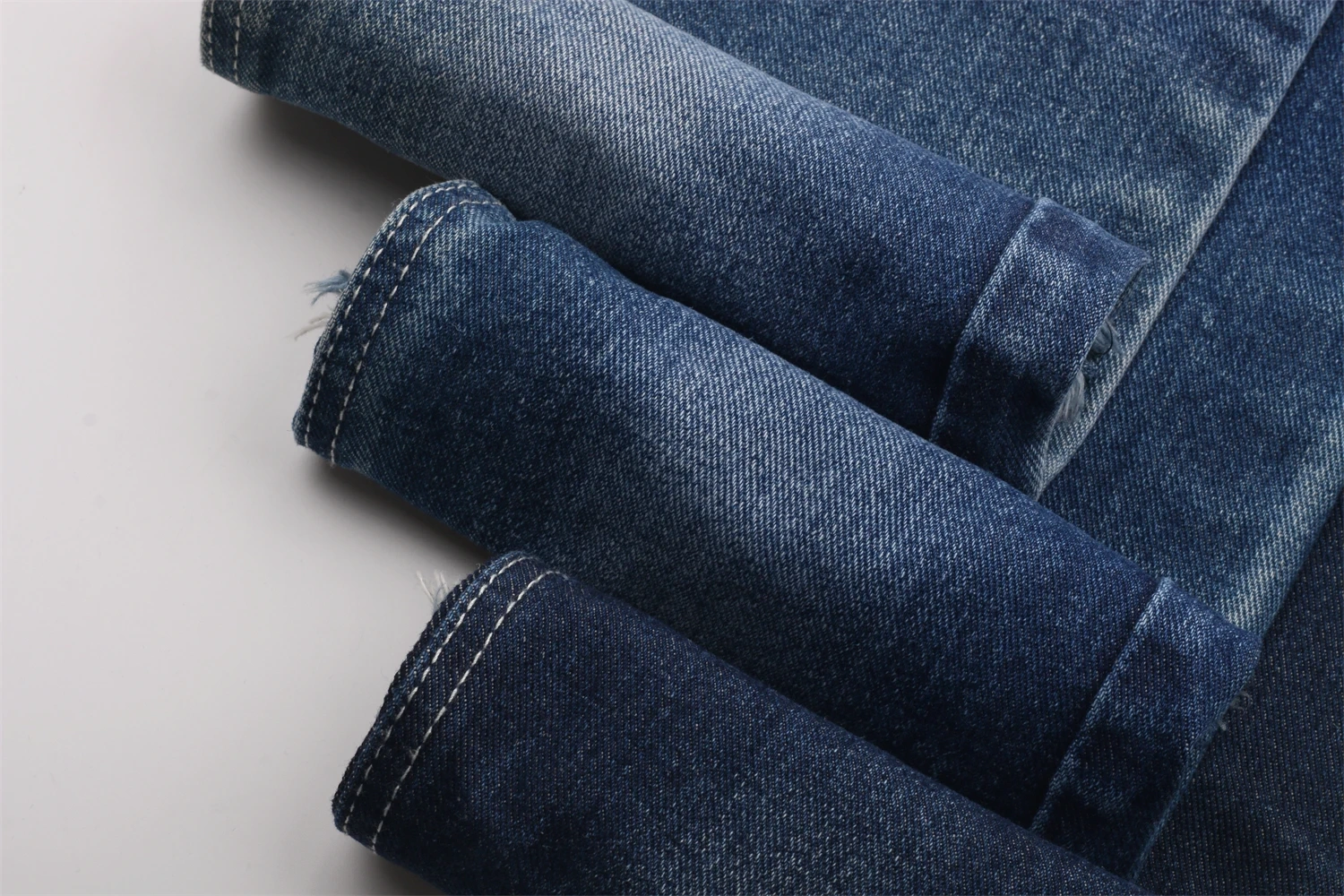 Factory Direct Selling Top Quality Blue Black TR 7SOE*7SOE Cotton Poly Viscose 13.4oz no Slub Denim Jeans Fabric