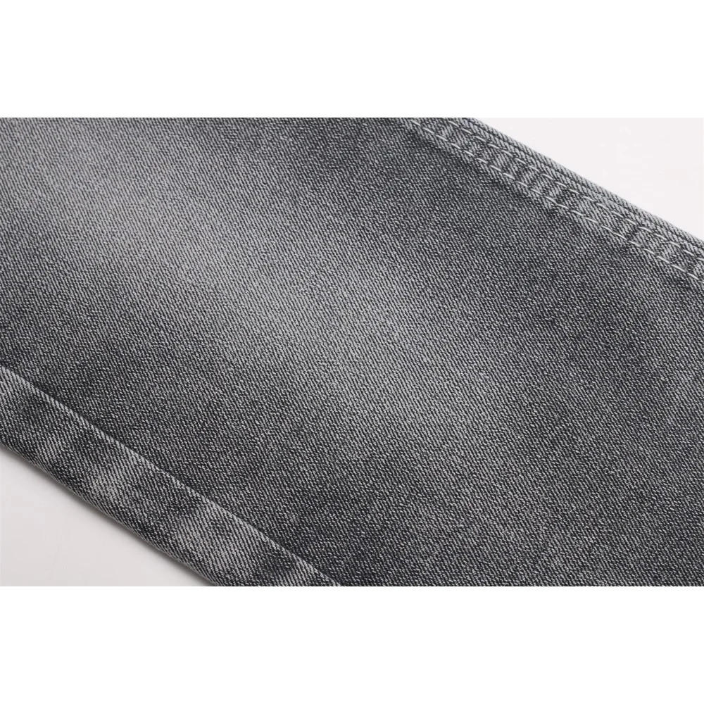 Super soft slight slub comfortable stretch 370gsm 180cm mercerized black black back denim fabric