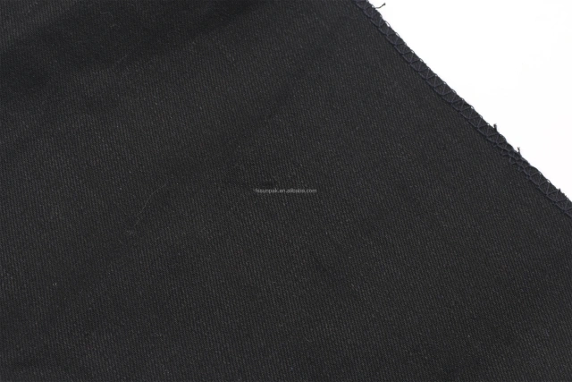 China Wholesale Best Quality Low Price Soft Nice Slubby 10oz 67'' Super High Stretch Black Black Denim Jeans Fabric